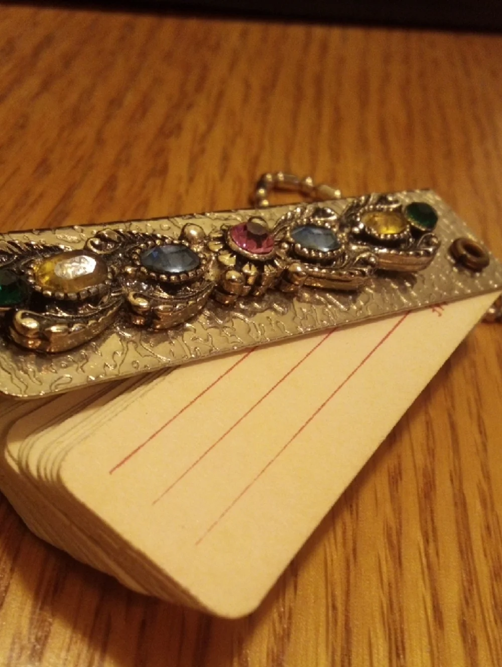 Multicolor Crystal Address And Key & Card Holder - Gold Tone